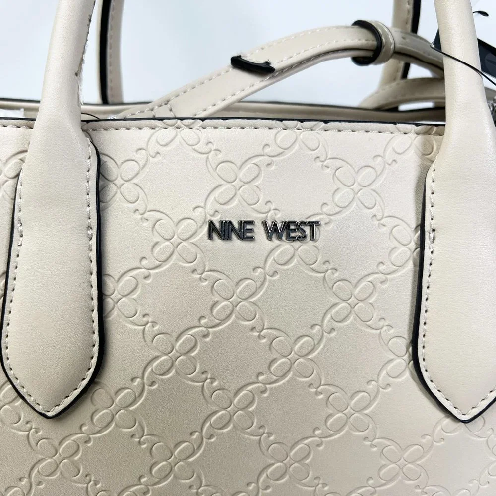 New Nine West Women's Allyce Signature Shoulder Bag, Handbag, Purse Jet Beige - Picture 5 of 10